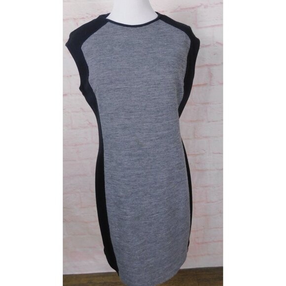 Derek Lam 10 Crosby Colorblock Knit Sheath Dress Black Gray Womens M - Picture 1 of 8